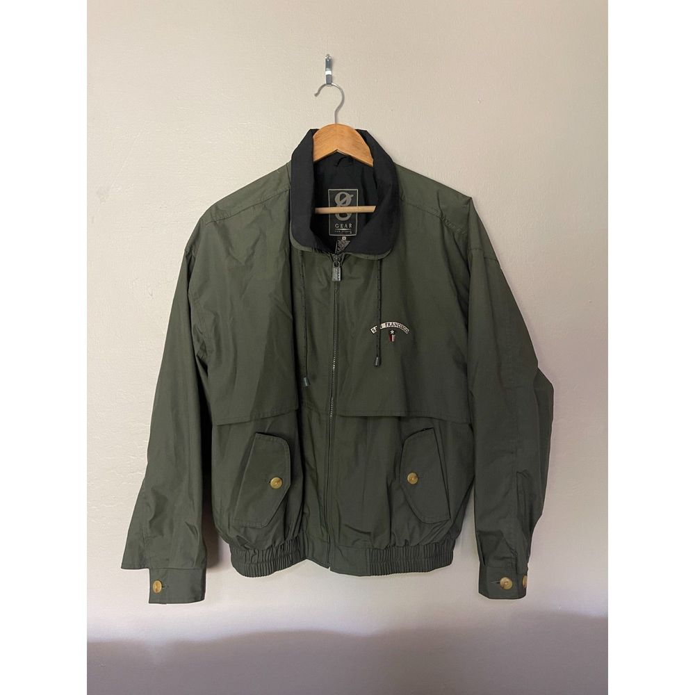 Vintage Embroidered San Francisco Windbreaker, Army Green (M)